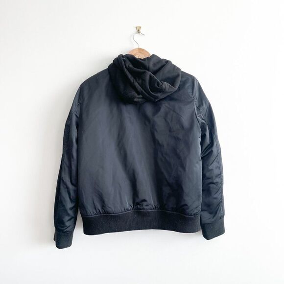 Levi's Womens Women's Flight Satin Bomber with Jersey Hood // Size Large // EUC - Picture 2 of 12